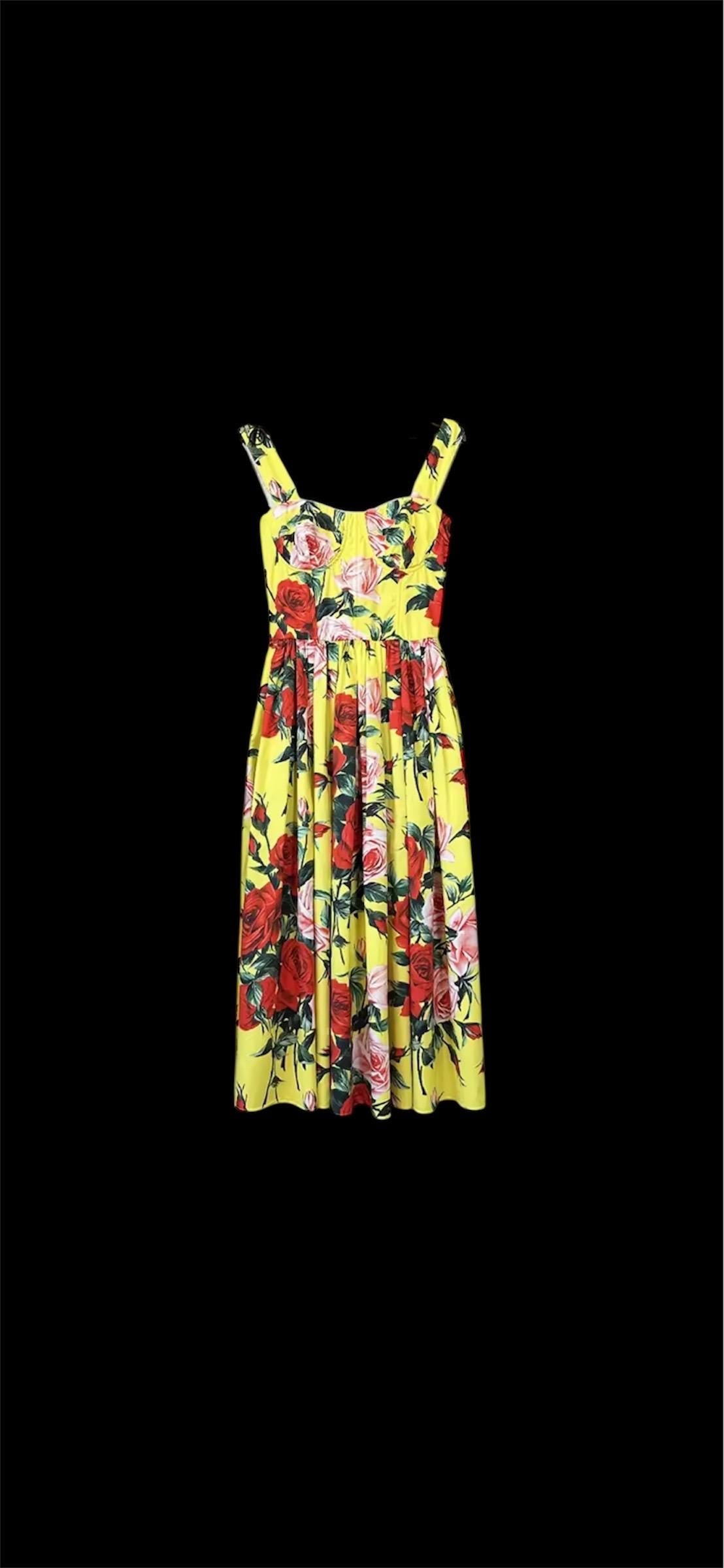 Handmade Italian Cotton Sundress: Gardenia Print Midi Dress