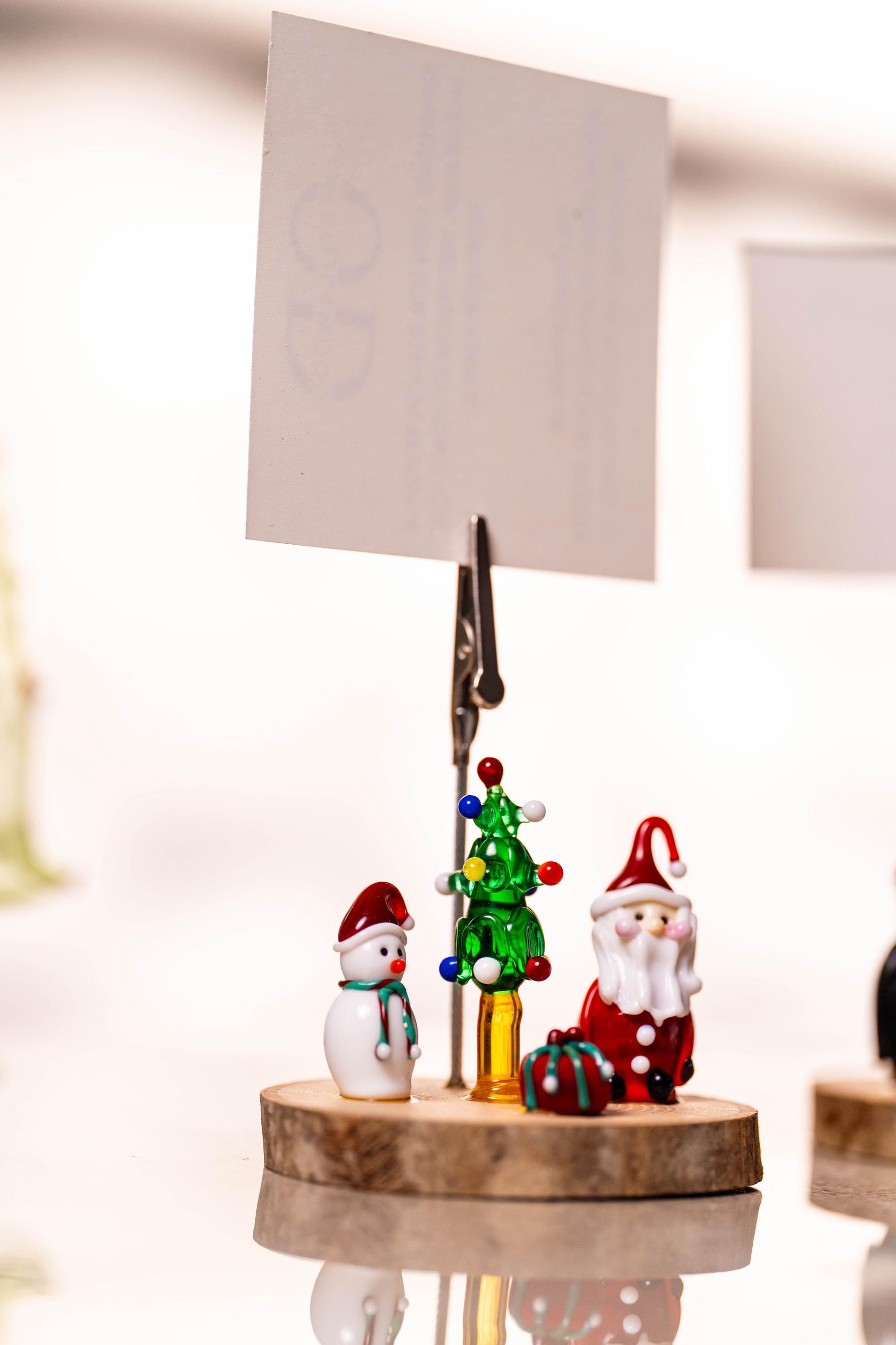 Handmade Murano Glass Christmas Noteholder: Snowman or Penguin Clip