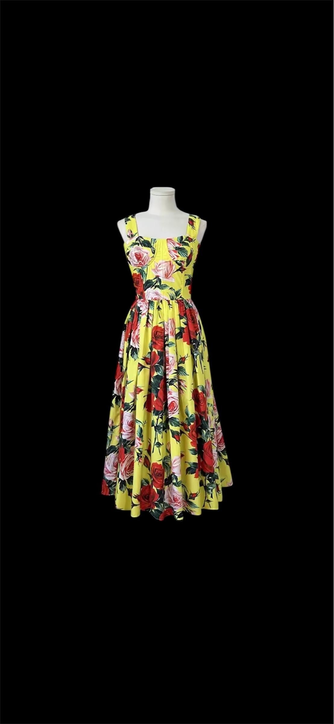 Handmade Italian Cotton Sundress: Gardenia Print Midi Dress