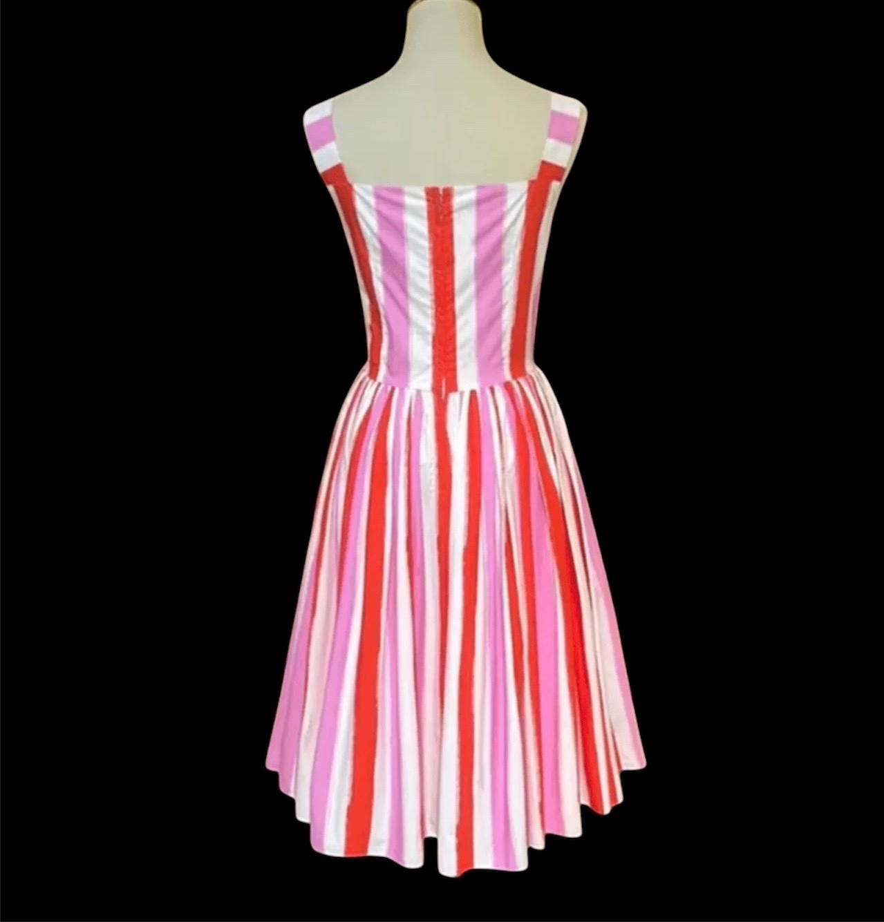 Italian Luxury Playful Stripes print 100% cotton dress